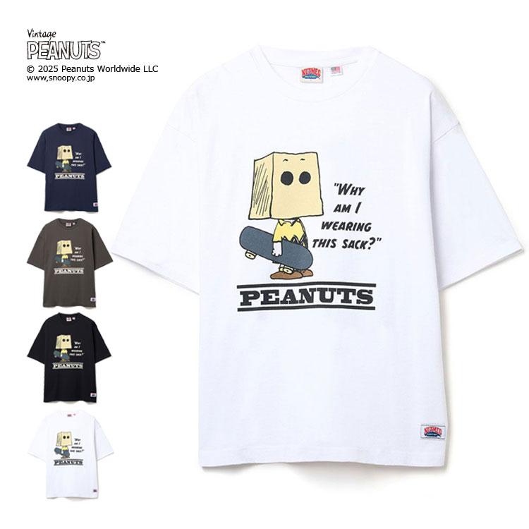 PEANUTS スケートボード ビッグ 半袖 Tシャツ NUTMEG ダブルーネーム