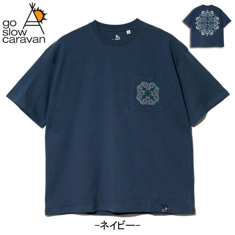 45R ペイズリー柄 半袖Tシャツ ホワイトぷっちんさん専用 go slow caravan（ゴースローキャラバン） ペイズリー柄 刺繍ポケット