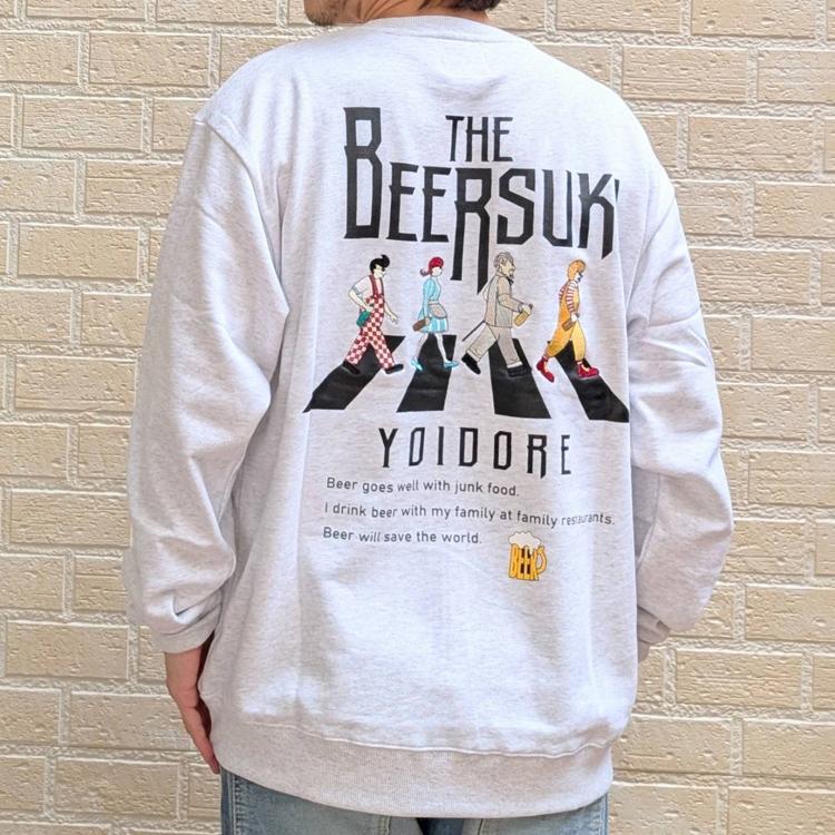 YOIDORE】BEER SUKI クルーネック スウェット 刺繍 裏毛生地 よいどれ