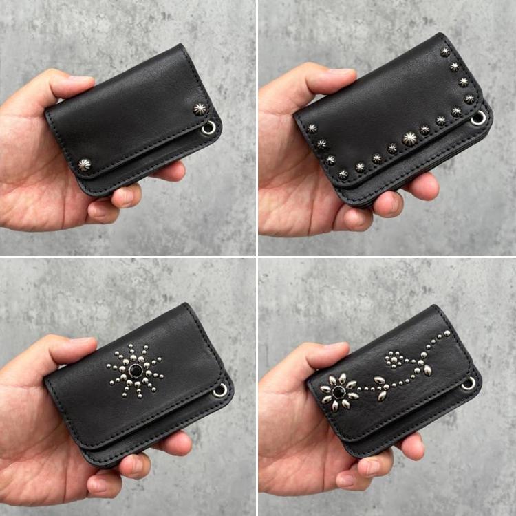 日本製】栃木レザー ショートトラッカー ウオレット スタッズ