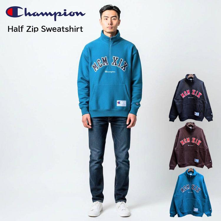 【新品】マークアンドロナ 長袖ハーフジップ　ストレッチ　裏微起毛48(L) 30％OFF】Champion （チャンピオン） ハーフジップ スウェットシャツ