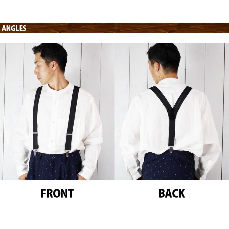 サスペンダー ゲバルト Y型 ストライプ柄 GEVAERT 日本製 ゴム 伸びる