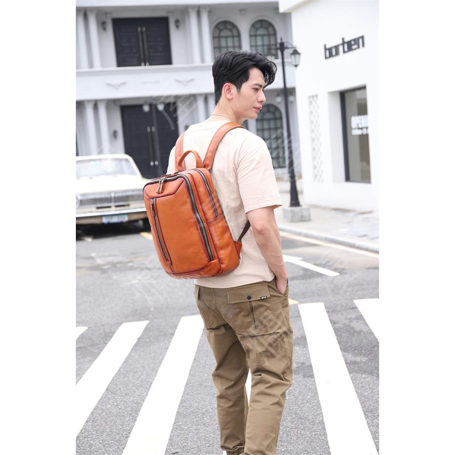 ☆新品☆ ヌメ革 ビジネス リュック 本革 デイバッグ メンズ バッグ