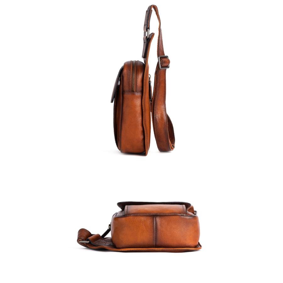 本革 メンズ ボディバッグ ヌメ革 牛革 レザー ワンショルダーバッグ