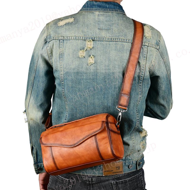 ショルダーバッグ メンズ 本革 レザー 斜めがけ 肩掛け 皮 小さめ