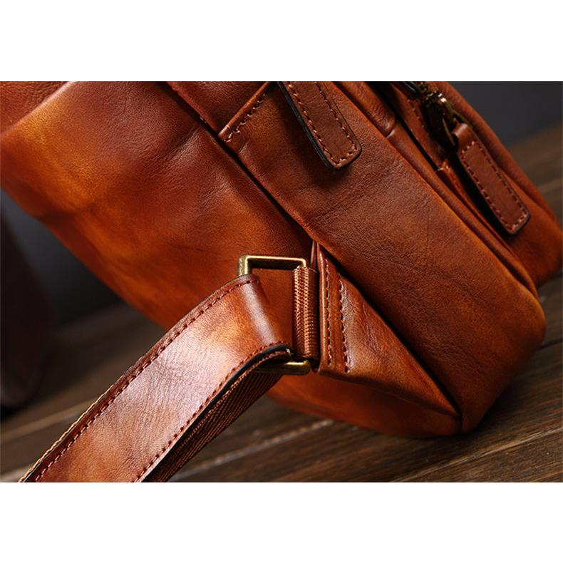 職人手作り ヌメ革 ボディバッグ ワンショルダー 牛本革 多機能 肩掛け