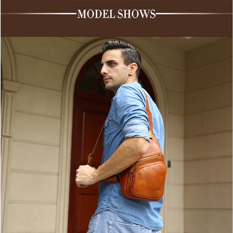 職人手作り ヌメ革 ボディバッグ ワンショルダー 牛本革 多機能 肩掛け