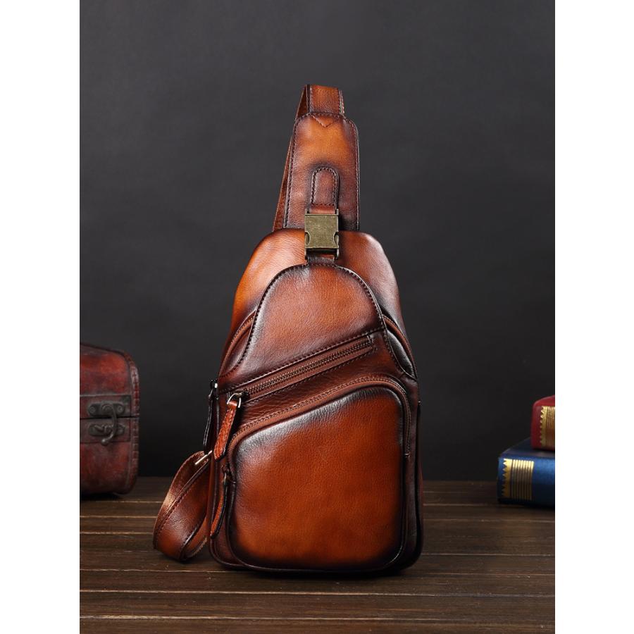 職人手作り ヌメ革 ボディバッグ ワンショルダー 牛本革 多機能 肩掛け 斜めがけ チェストバッグ メンズバッグ 鞄 アウトドア カジュアル 職人手作り ヌメ革 ボディバッグ ワンショルダー 牛本革 多機能 肩掛け