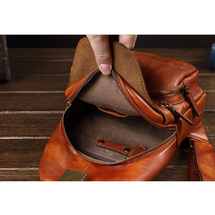 職人手作り ヌメ革 ボディバッグ ワンショルダー 牛本革 多機能 肩掛け