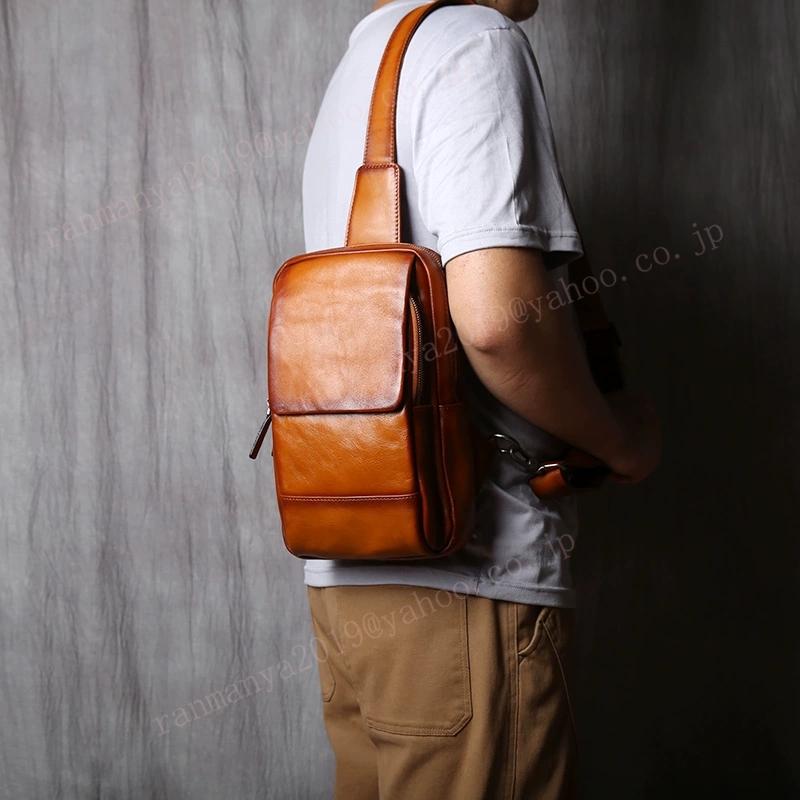 ボディバッグ ワンショルダーバッグ 本革 メンズ レザー 大容量 斜め