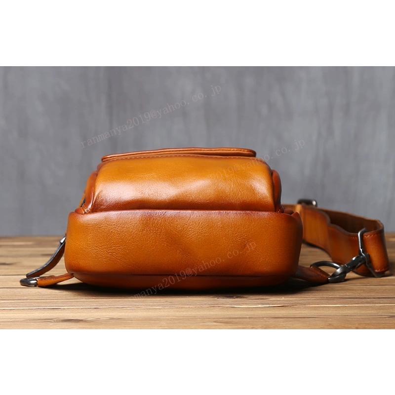 【爆買】ボディバッグ 本革 メンズ レトロ お洒落 レザー 斜めがけバッグ 大容量 お洒落 ワンショルダーバッグ 自転車鞄 かっこいい 左利き 右利き 折傘 水筒など収納 ボディバッグ ワンショルダーバッグ 本革 メンズ レザー 大容量 斜め