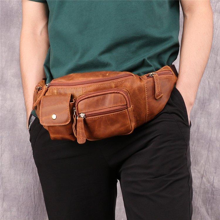 メンズバッグ ポケット多い 一枚牛革 ウエストバッグ メンズ 本革