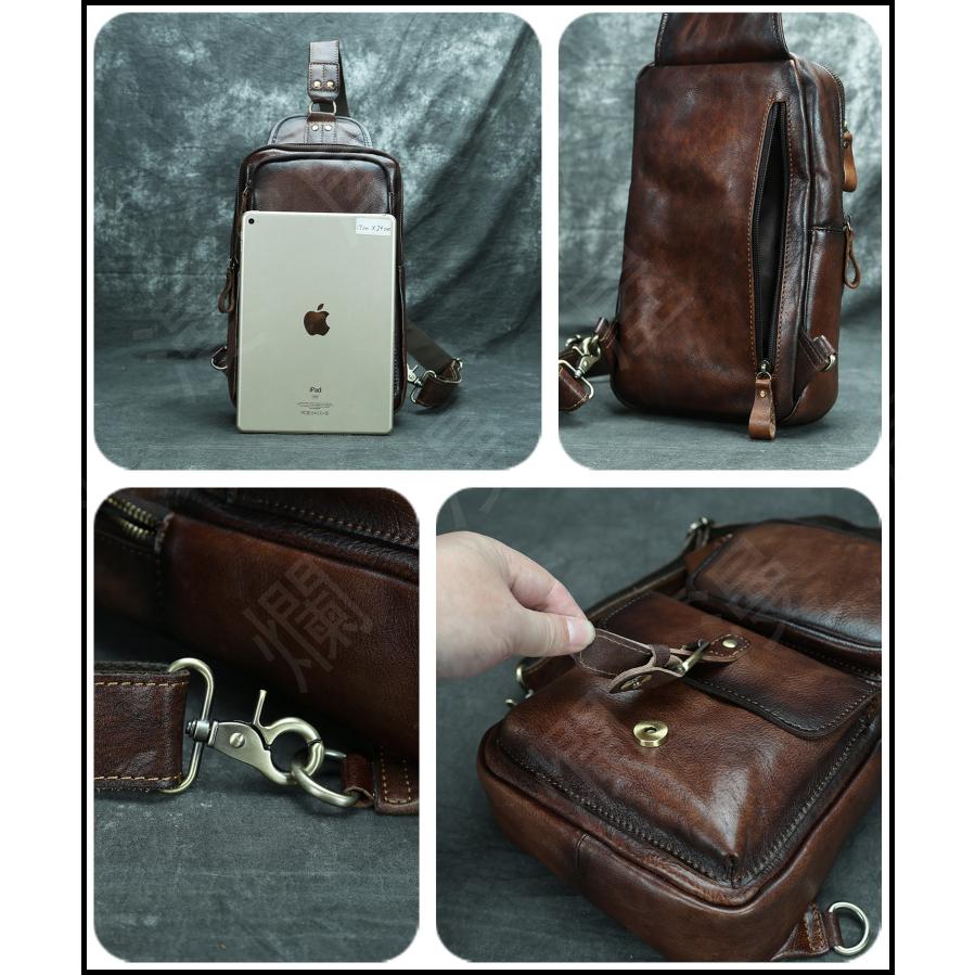 高品質 ボディバッグ 牛革 レザー メンズバッグ ワンショルダーバッグ