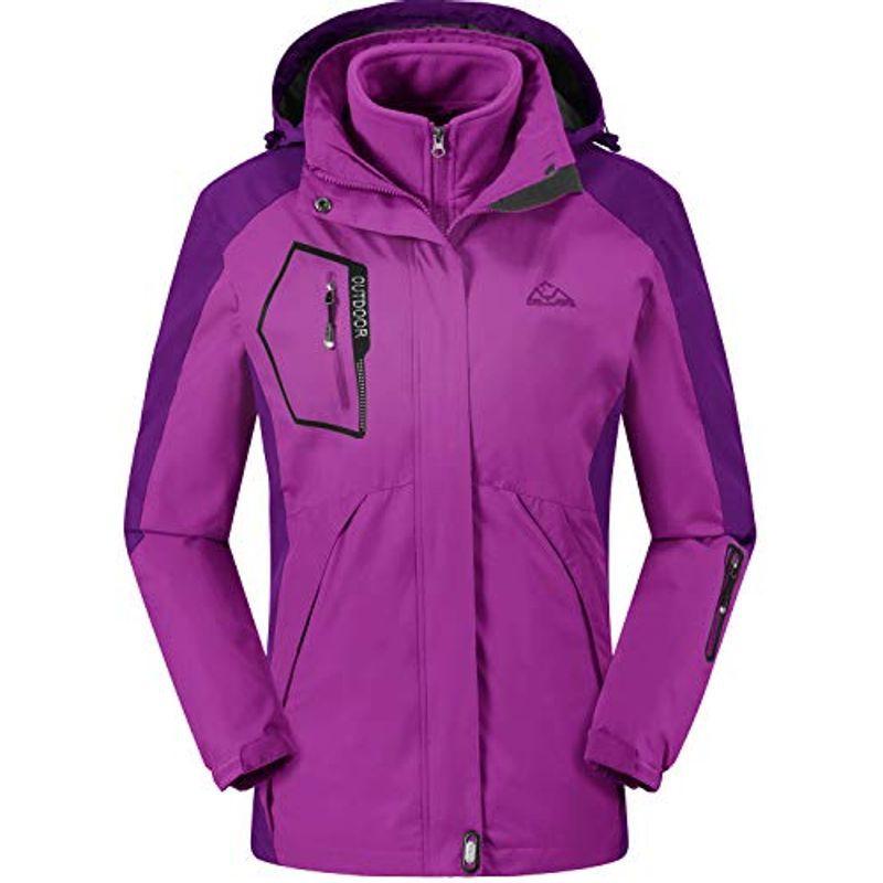 Tbmpoy アウトドア ジャケット レディース 登山服 防寒着 レディースファッション 3in1 長財布 取り外し可能 ジャケット フード付き 撥水 防風 多機能 二着セット 保温 Ranplusストア