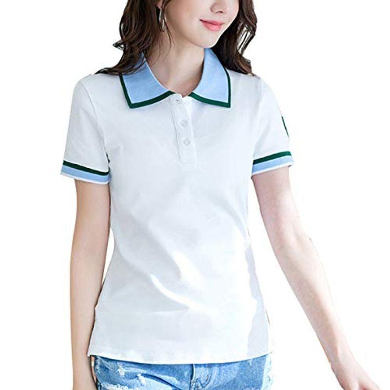 半袖ポロシャツ レディース 鹿の子 無地 綿 女性用 Polo シャツ 襟付き かわいいポロシャツ ゴルフウェア ボーダー ワッペン 刺繍 トップス Barrancaspasodelrey Com