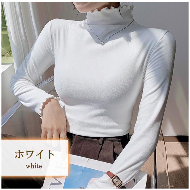 【2点買うと20%OFF】裏起毛 カットソー 重ね着 インナー 秋冬 透け感 2タイプ ニット タートルネック あったか レディース 長袖 トップス フリルネック 爆買 | ブランド登録なし | 18