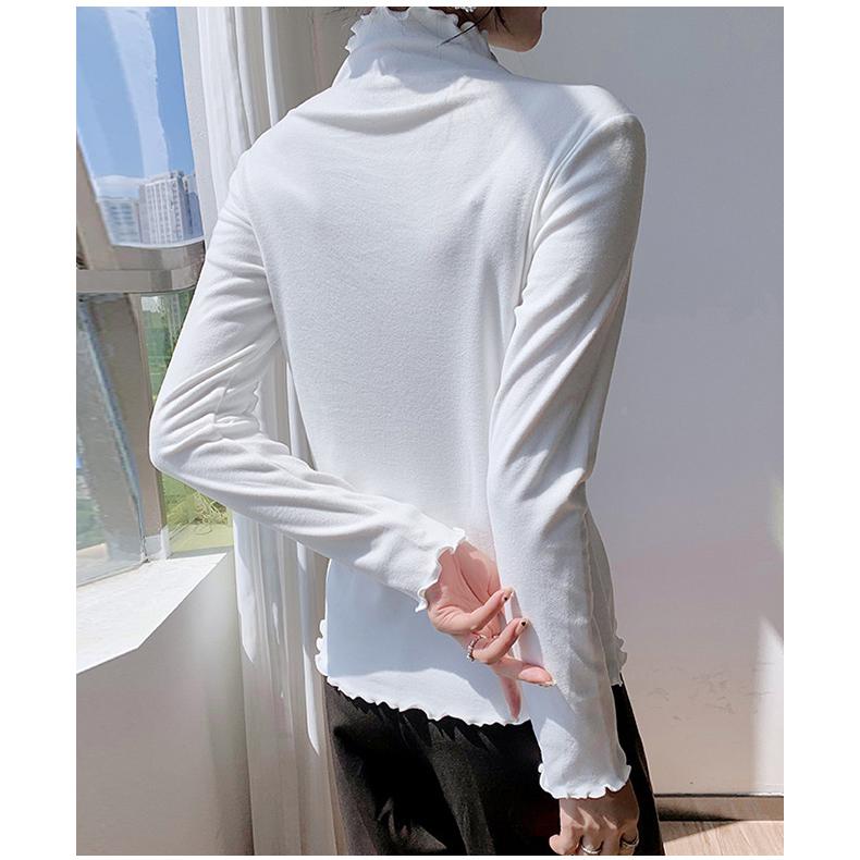 【2点買うと20%OFF】裏起毛 カットソー 重ね着 インナー 秋冬 透け感 2タイプ ニット タートルネック あったか レディース 長袖 トップス フリルネック 爆買 | ブランド登録なし | 19