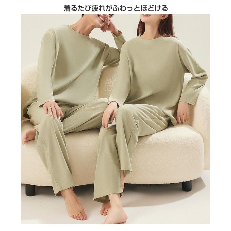 ペアパジャマ ルームウェア カップルペアルック 上下セット メンズ レディース ペアルック カップル 長袖 ゆったり やわらか 部屋着 寝巻き ナイトウェア 爆買 | ブランド登録なし | 10