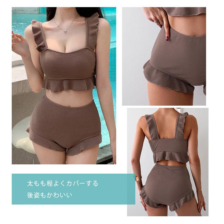 水着 タンキニ レディース 体型カバー フリル ママ ラッシュガード 20代 30代 40代 50代 上下セット ビキニ セパレート 可愛い 洋服感覚 爆買 | ブランド登録なし | 10