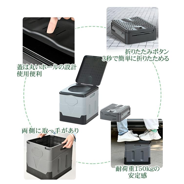 トイレ 折りたたみ 非常用 災害 避難 車中泊 キャンプ 介護 簡易移動式 地震 蓋付 ポータブル アウトドア 登山 緊急 仮設 椅子 水洗 軽量 凝固剤 ゴミ袋 爆買 | ブランド登録なし | 05
