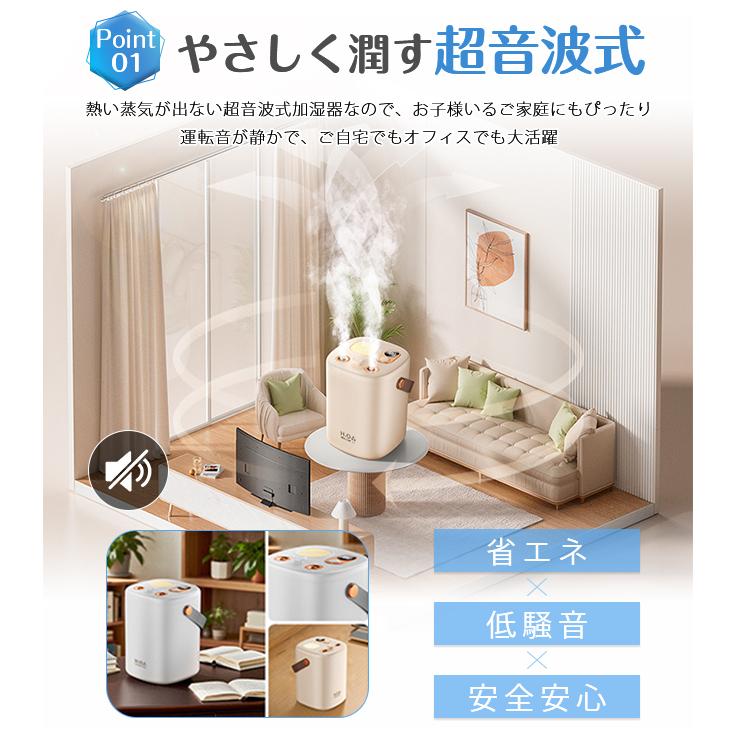 超音波加湿器 ダブルノズル ナノミスト 1.2L大容量 空気清浄 アロマ LEDライト 3種類加湿モード 長時間運転 乾燥 花粉対策 上部給水式 type-c充電式 爆買 | ブランド登録なし | 04