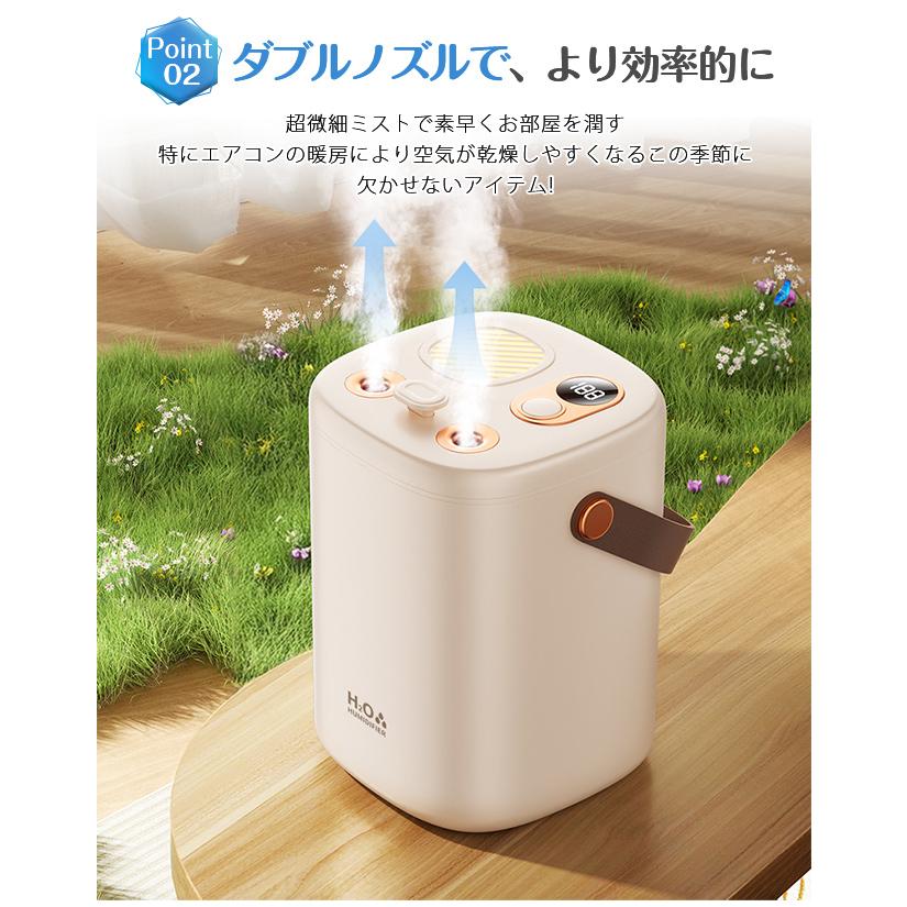 超音波加湿器 ダブルノズル ナノミスト 1.2L大容量 空気清浄 アロマ LEDライト 3種類加湿モード 長時間運転 乾燥 花粉対策 上部給水式 type-c充電式 爆買 | ブランド登録なし | 05