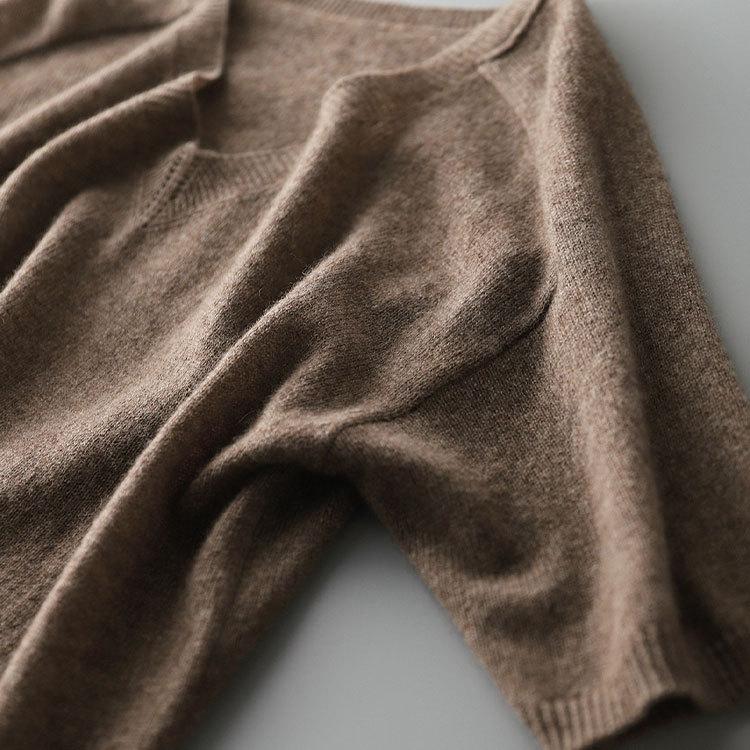 トップス レディース ハーフスリーブ 五分袖 薄手 ニット 春 夏 秋 大きめVネック 二の腕カバー レディーストップス ゆったりシルエット 体型カバー 爆買 | ブランド登録なし | 15