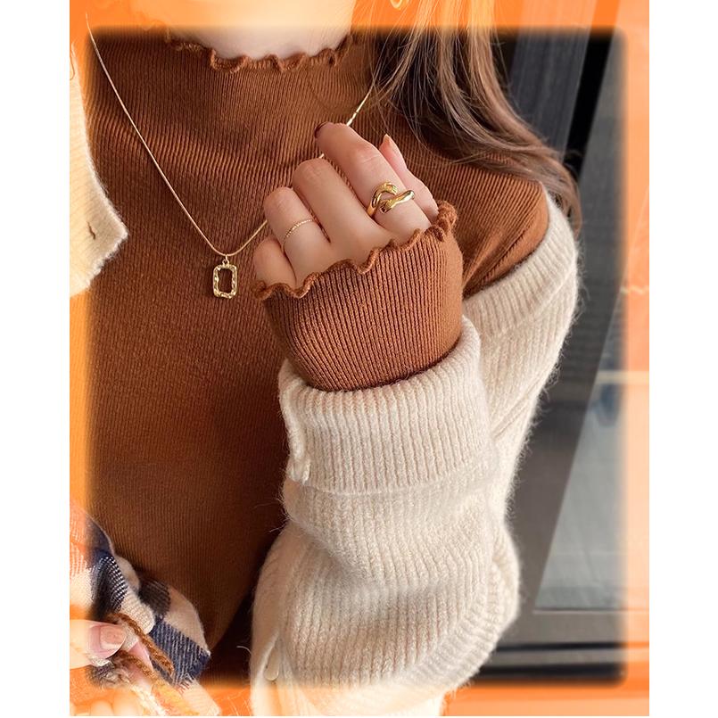 ニット セーター 重ね着 カットソー インナー ミドルネック 秋冬 フリルネック あったか レディース 長袖 トップス 柔らかい OL 通勤 オフィス 爆買 | ブランド登録なし | 16