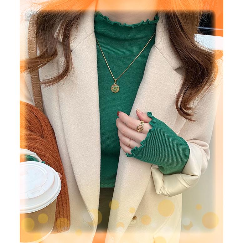 ニット セーター 重ね着 カットソー インナー ミドルネック 秋冬 フリルネック あったか レディース 長袖 トップス 柔らかい OL 通勤 オフィス 爆買 | ブランド登録なし | 17