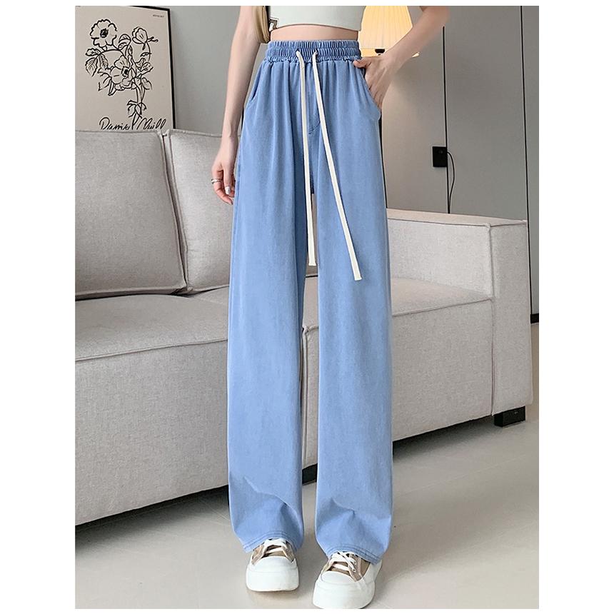 涼感ワイドパンツ デニム調 接触冷感 ロング クール 涼しい 夏用 ゆったり ストレッチ 薄手 体型カバー ウエストゴム ボトムス 着痩せ 美脚 爆買 | ブランド登録なし | 15
