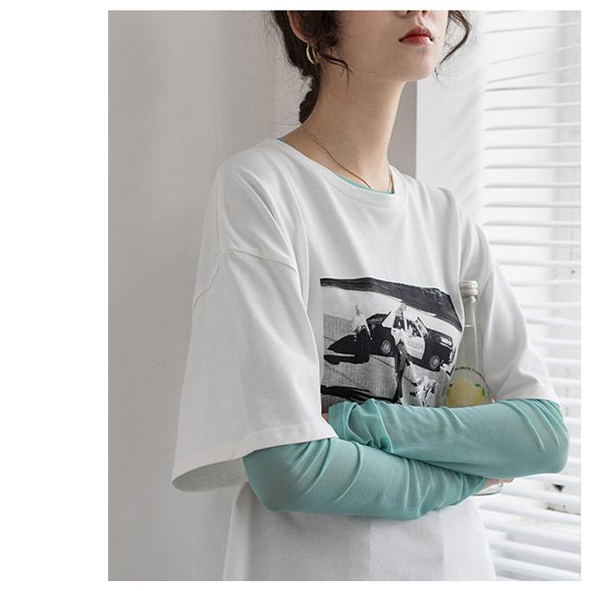 シースルーTシャツ カットソー トップス レディース トップス 長袖 透け感 レイヤード プルオーバー シアー クルーネック 春夏 薄手 爆買 | ブランド登録なし | 10