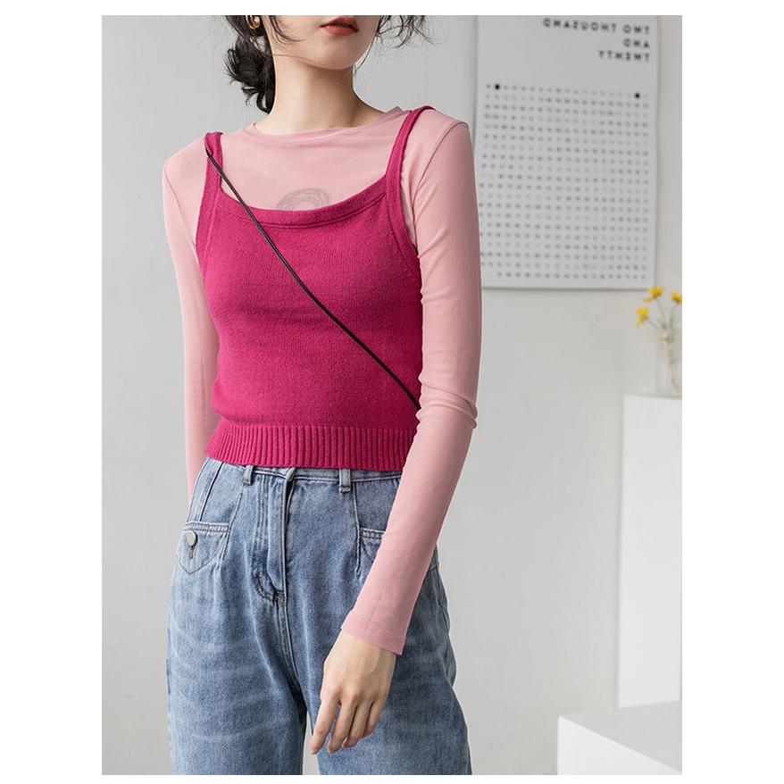 シースルーTシャツ カットソー トップス レディース トップス 長袖 透け感 レイヤード プルオーバー シアー クルーネック 春夏 薄手 爆買 | ブランド登録なし | 12