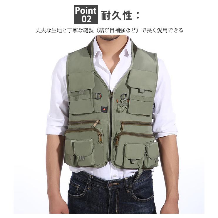 フィッシングベスト 多機能ベスト メンズ チョッキ お釣りベスト アウトドア 多ポケット ジャケット ジレ 作業服 カメラマン 爆買 |  | 02