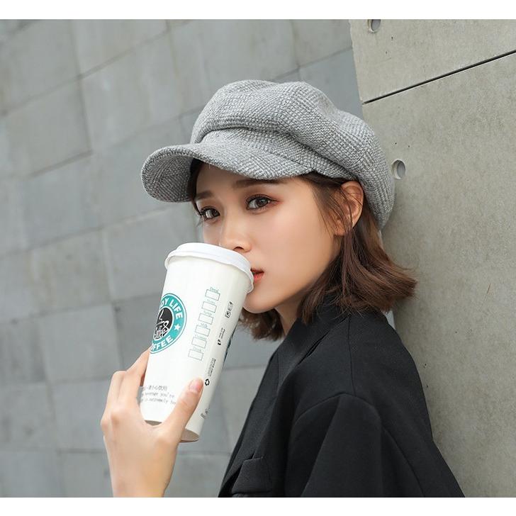 帽子 キャスケット レディース ベレー帽 チェック柄 アヒルの舌