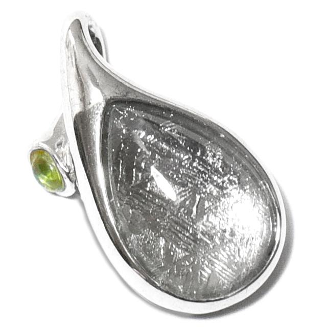 ギベオン隕石 モルダバイト しずく スターリングシルバー ペンダント  