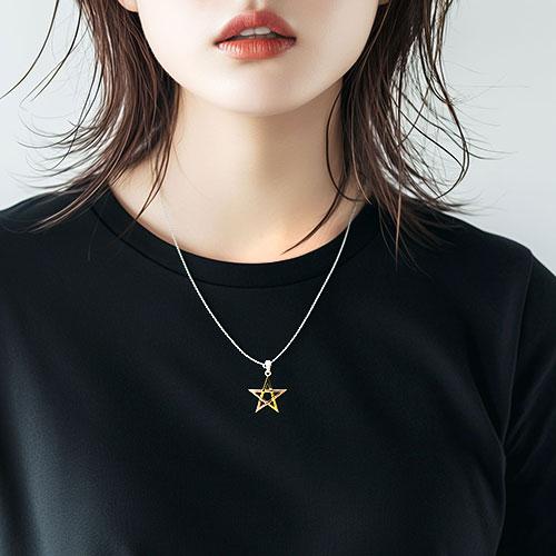 PETER STONE 五芒星（ペンタグラム） ピンク＆イエローゴールド