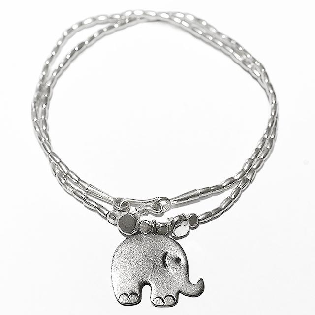 カレン族シルバー ゾウ（象） 伝統模様 ネックレス :20150727karen