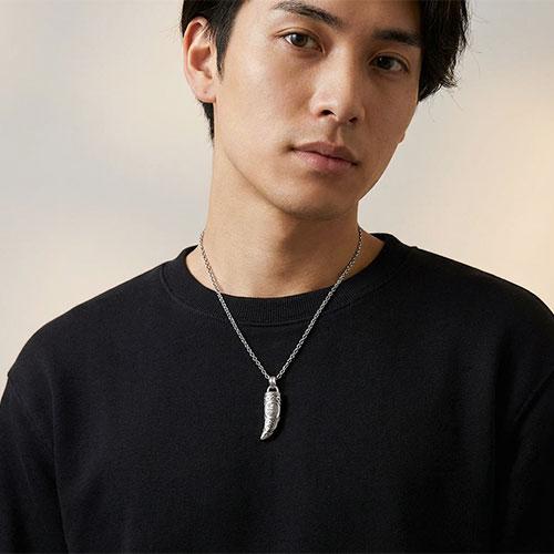 アイヌ紋様 牙型 高品質シルバーペンダントトップ｜白川清吾氏デザイン