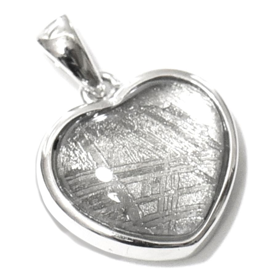 ギベオン隕石 ハート型 高品質シルバー ペンダントトップ 幅：14mm