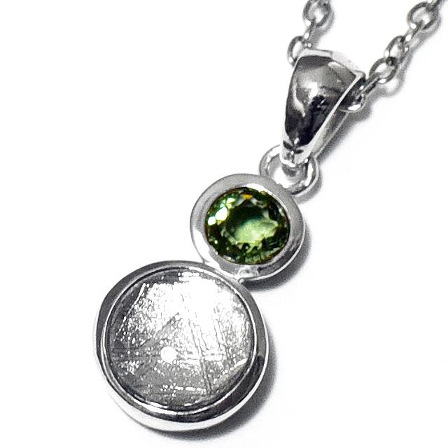 ギベオン隕石 モルダバイト スターリングシルバー ペンダントトップ