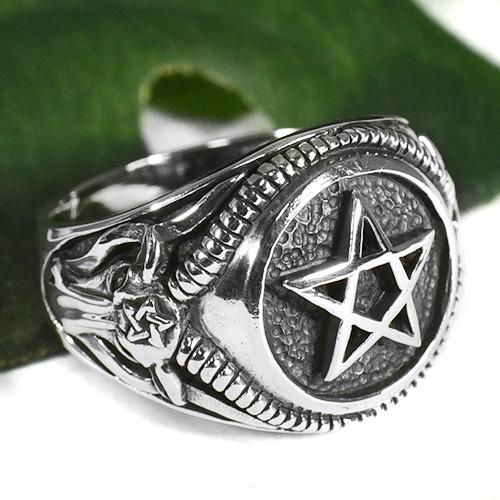 冥界の邪神バフォメット 逆五芒星 ペンタグラム スターリングシルバー リング 指輪 送料無料 pentagram01 民族アクセサリー専門店ラパヌイ 通販 Yahoo ショッピング