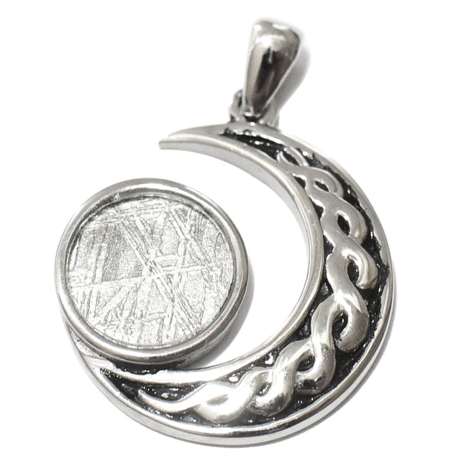 ギベオン隕石 三日月 ムーン ペンダントトップ クリスタル ロジウム  