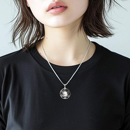 ギベオン隕石 六芒星（ダビデの星） ステンレス ペンダントトップ