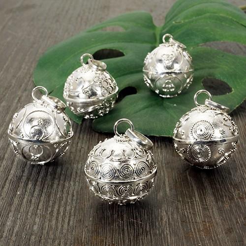 バリ島 癒しの音色 ガムランボール 特大23mm シルバー ペンダント