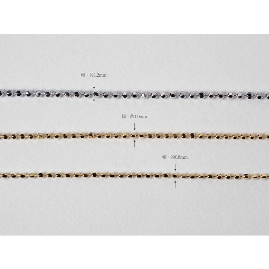 K18 カットボール ネックレスチェーン カットボールチェーン 幅 0.8mm