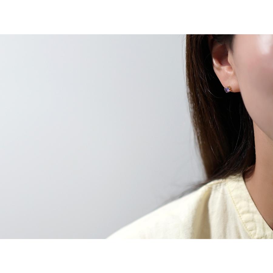ピアス 18K レディース アメジスト ローズカット スタッドピアス