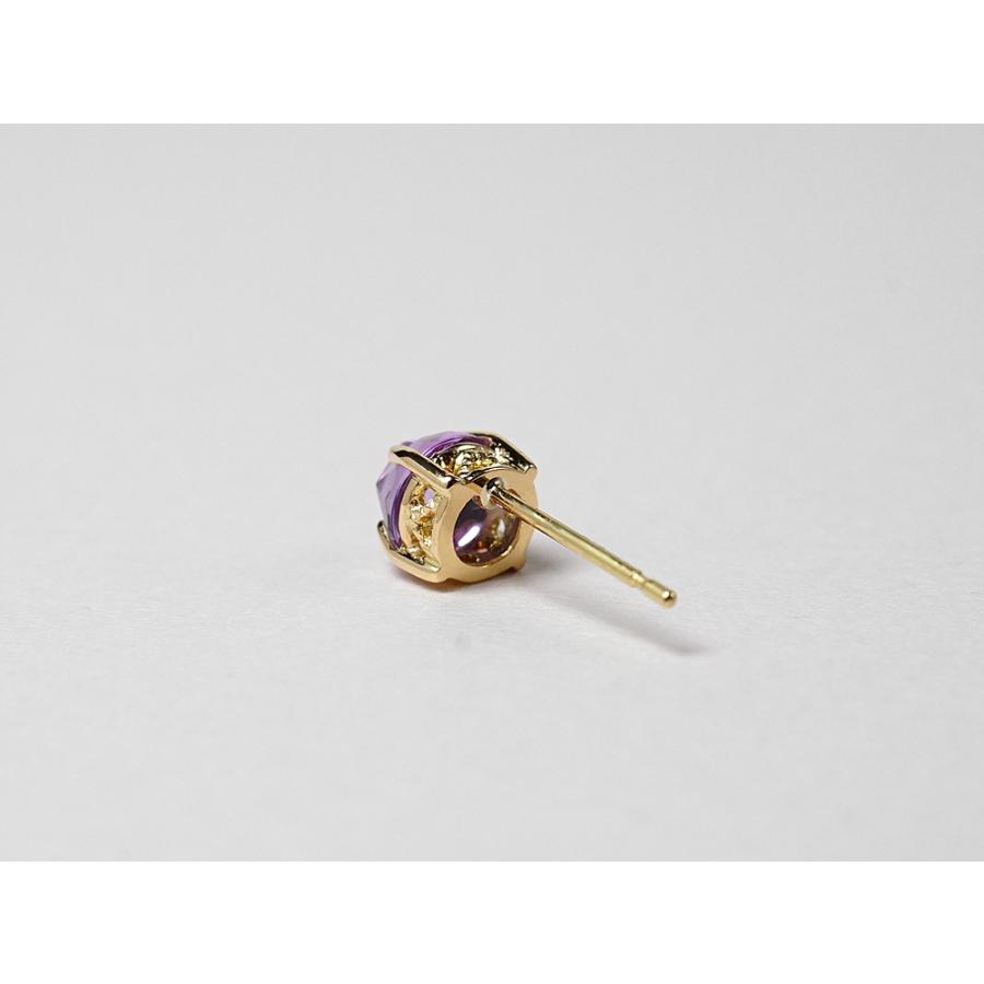 【新品未使用】K18 天然アメジスト　ローズクォーツ　ピアス rapaport_10002258