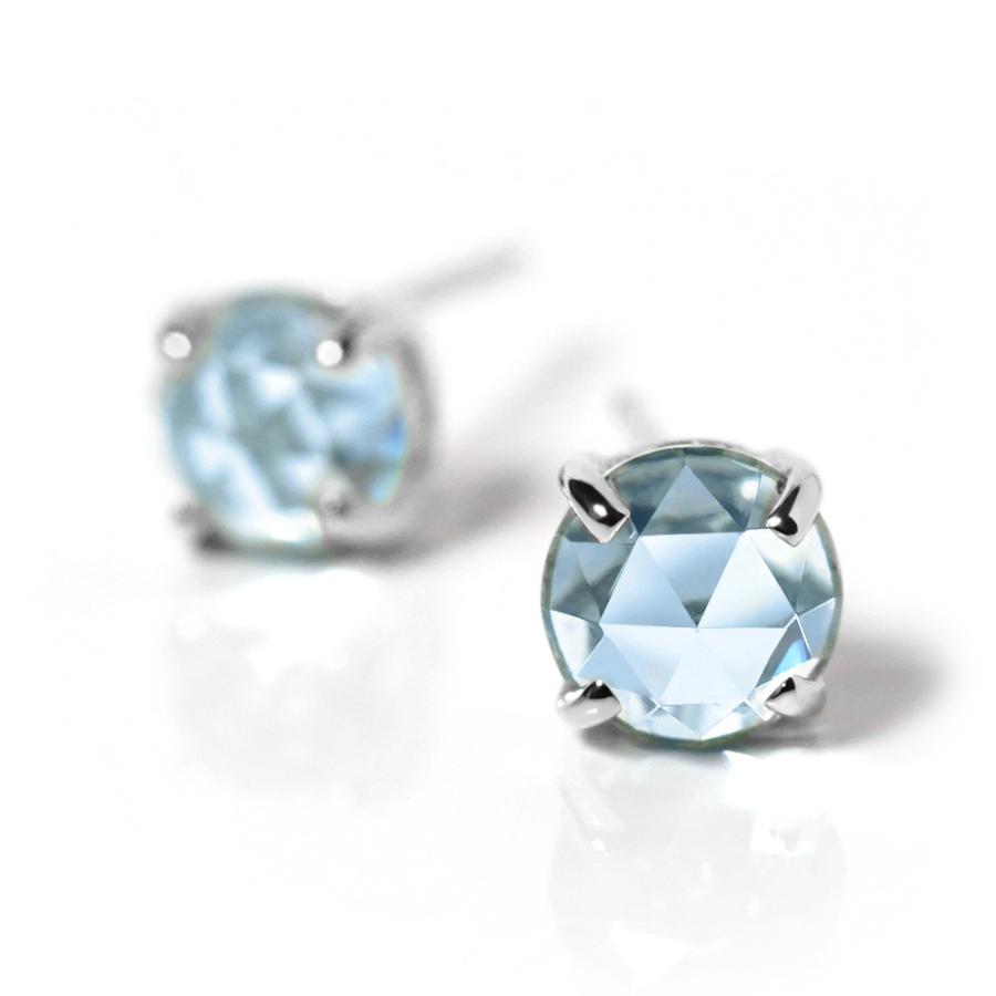 K18 ブルートパーズ ローズカット ピアス スタッド K18ピアス 18k 18金