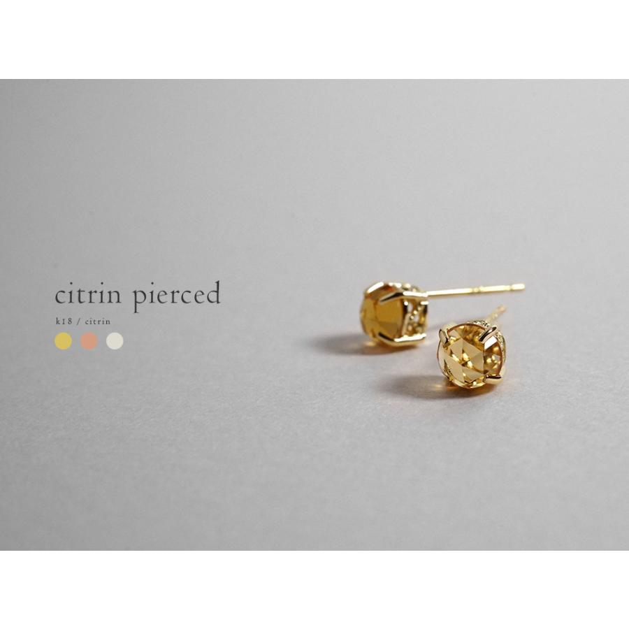 K18 シトリン ローズカット ピアス 美しいく細かいエレガントな