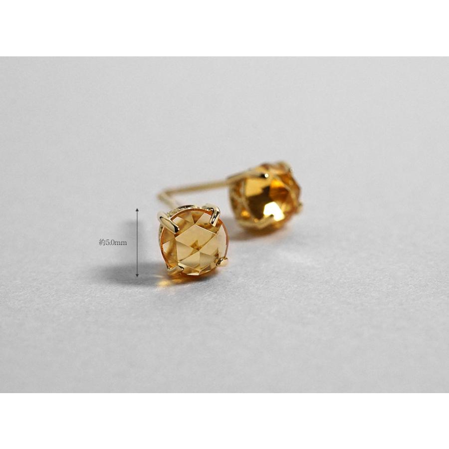 K18 シトリン ローズカット ピアス 美しいく細かいエレガントな